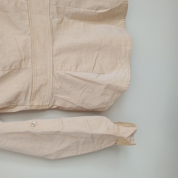 NWT New York and Company XXS Petite Button Up Orange Shirt Roll Tab Sleeves - Picture 13 of 16